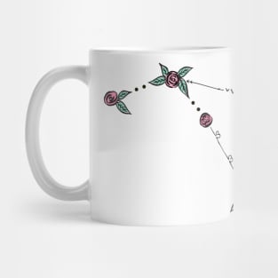 Volans (Flying Fish) Constellation Roses and Hearts Doodle Mug